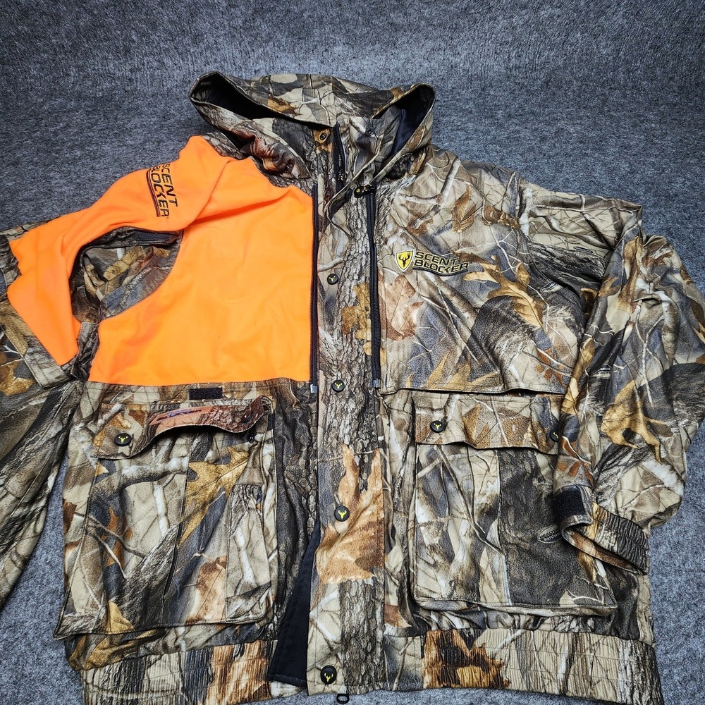 Scentblocker Realtree Camo Blaze Orange Rainproof ProHunter Hunting Jacket XL